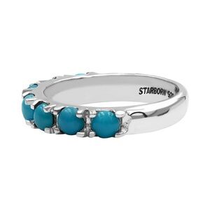 Campitos Turquoise Seven Stones Prong Set Ring in Sterling Silver